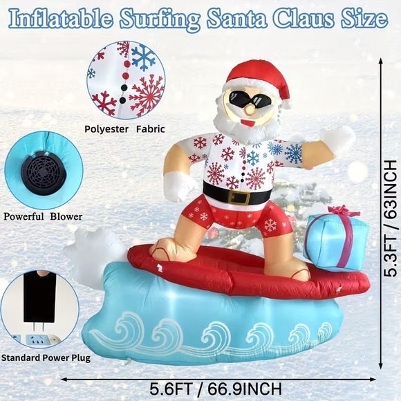 Christmas Inflatable Santa Claus Decorations Outdoor 6.5FT...